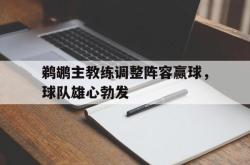 包含鹈鹕主教练调整阵容赢球，球队雄心勃发的词条